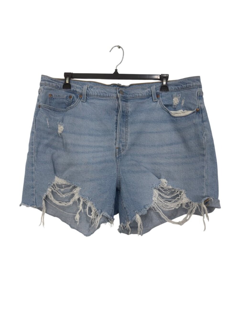 Levis 501 Womens Distressed Light Wash Hi-Rise Denim Shorts Size 22W Button Fly - Picture 11 of 16